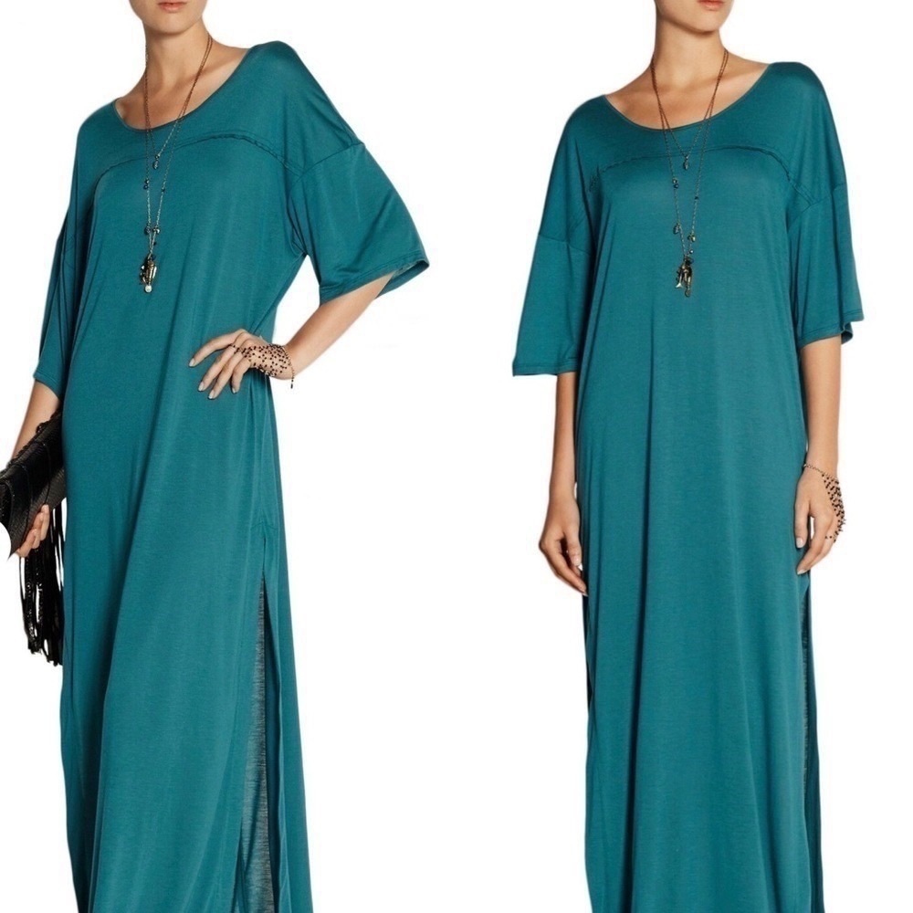 Baja East 100% Modal Short-sleeve Lagenlook Maxi Dress Size X-Small